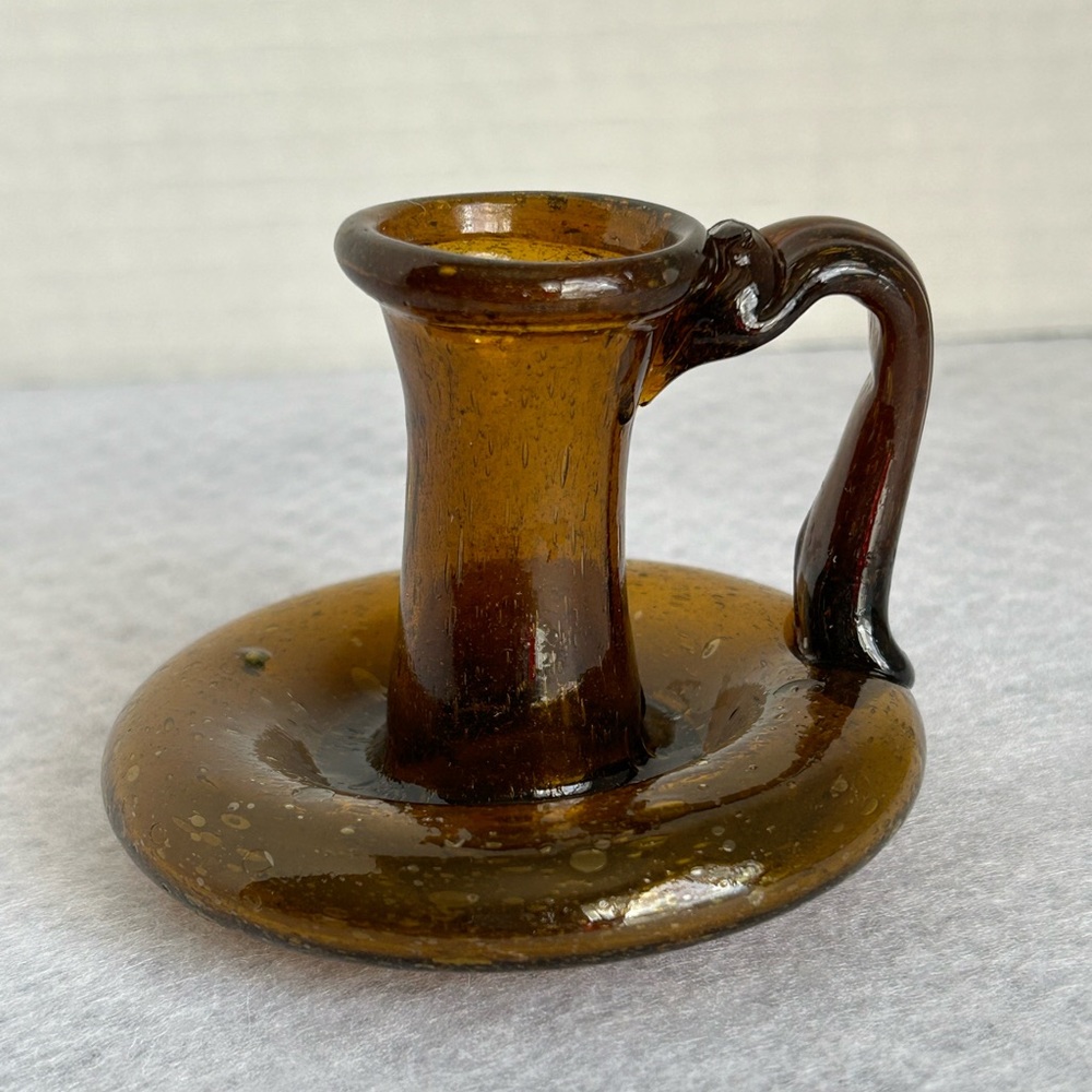 Vintage Hand Blown Glass Candlestick Holder